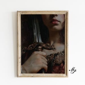 The Blade Whispers - Victorian Art Poster Print moody Painting, vintage woman Print, victorian decor wall art, dark moody antique art Print