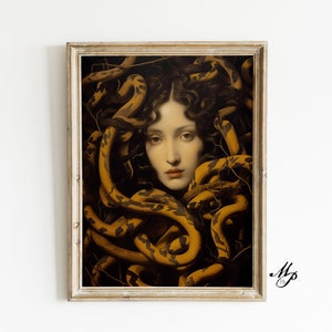 Medusa Print: Antique Oil Painting Style, Greek Mythology (Digital Download)