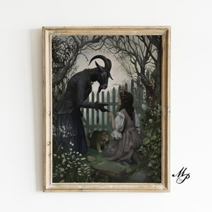 Vecchio Nick e strega - Poster del mondo accademico oscuro, stregoneria gotica, folklore occulto stregonesco, decorazione murale pagana macabra, arte occulta
