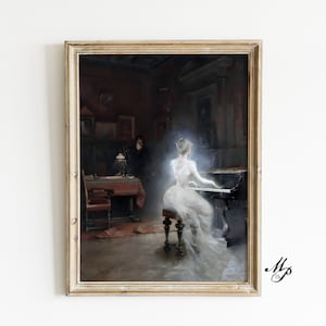 Halloween Deko - Gespenstischer Pianist - Vintage Druck - Home Decor - Dark Art - Okkultes Poster - Gothic Home Decor - Witchcraft - Ghost Art