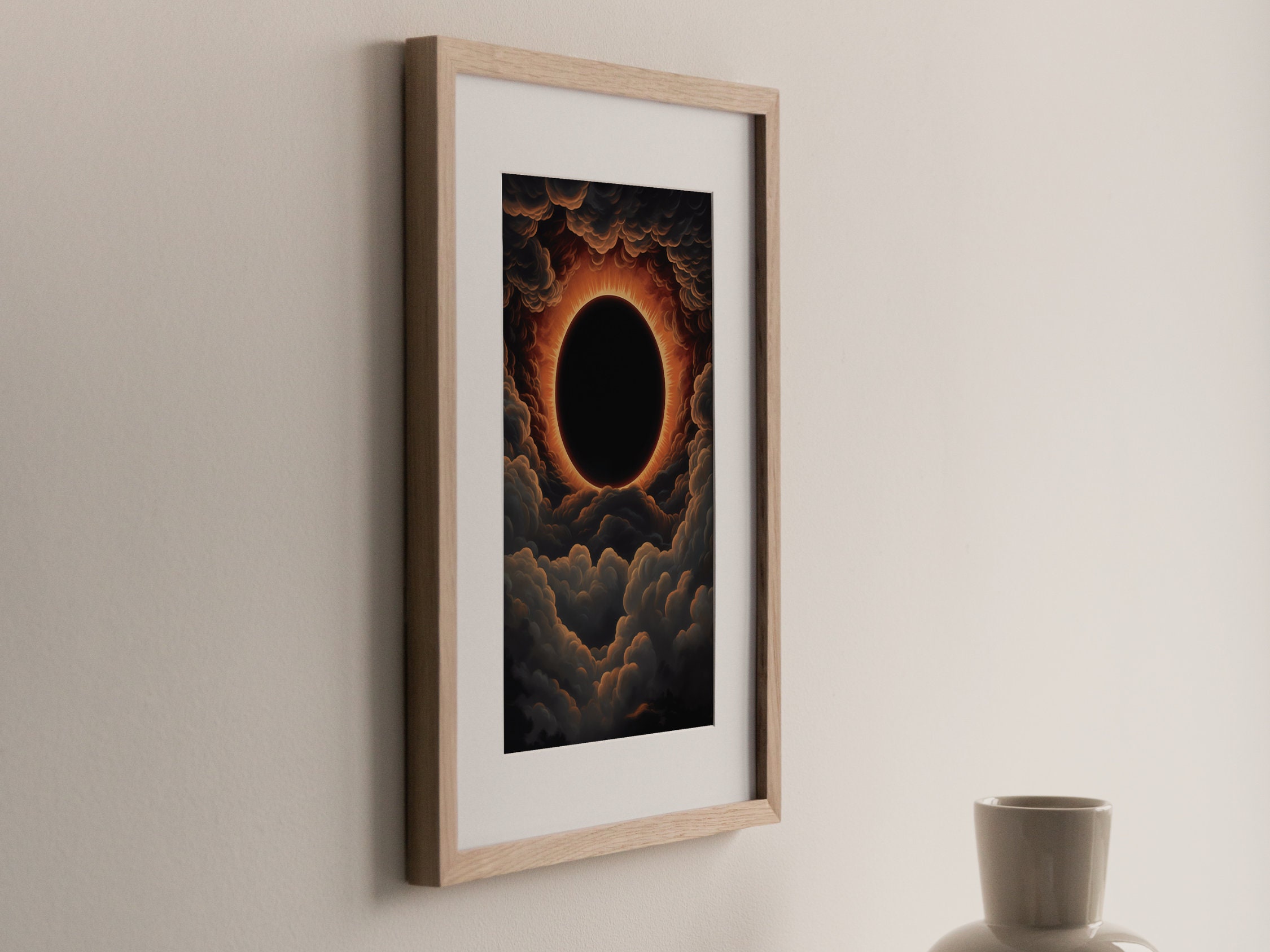 Celestial Solar Eclipse Vintage Painting Poster