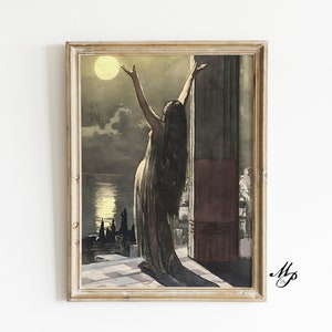 Impressão de adoração de Luna - Arte vintage - Arte escura - Pôster oculto - Decoração de casa gótica - Bruxaria - Impressão de bruxa - Arte wiccaniana