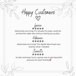 May include: Happy Customers text with a heart symbol. Three customer reviews with five-star ratings and positive comments. The reviews are from Lauren, Fabienne, and Jeanette.