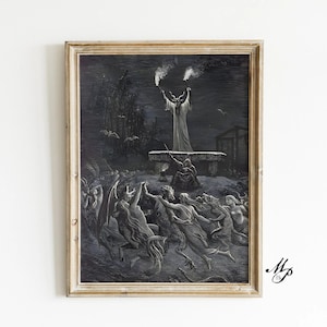 Stampa Sabbath - Gustave Dore - Stampa occulta - Poster occulto - Illustrazione occulta - Decorazione domestica occulta - Arte oscura - Arte Wiccan