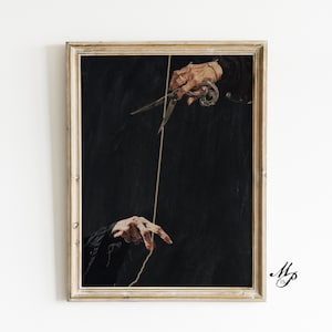 Faden des Lebens Antike griechische Mythologie Kunstdruck, antike griechische Kunst, Dark Academia Décor, Die Schicksalsschere Herkules, gotische Kunst