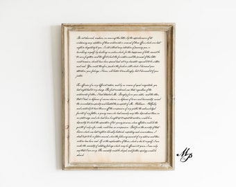 Mr Darcys Brief an Elizabeth - Stolz und Vorurteil - Jane Austen Poster - Jane Austen Wandkunst - Jane Austen Liebhaber Geschenk - INSTANT DOWNLOAD