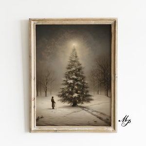 Country Christmas Vintage Painting | Winter Rustic Wall Art | Holiday Decor - Santa Print, Christmas Decor, Vintage Christmas