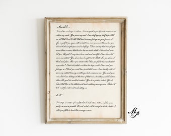 Captain Wentworths Liebesbrief an Anne - Jane Austen - Persuasion Poster - Jane Austen Wandkunst - Jane Austen Liebhaber Geschenk - INSTANT DOWNLOAD