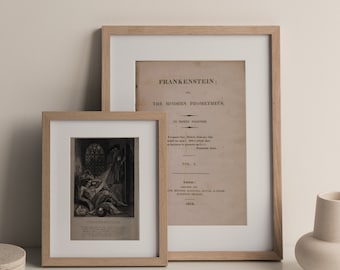 Frankenstein First Edition Title Page & Monster Art Print (Digital Download)