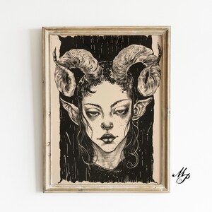 Lilith Devil Print, Demon Vintage Dark Art, Occult Poster, Gothic Female Demon, Witchcraft, Witch Print, Wiccan Art, Gothic Art