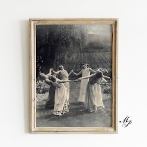 Kreis Der tanzenden Hexen, Vintage Fotografie, dunkel, okkultes Poster, Gothic Wohndekor, Hexerei, Hexe Druck, Wicca Kunst, Gothic Kunst
