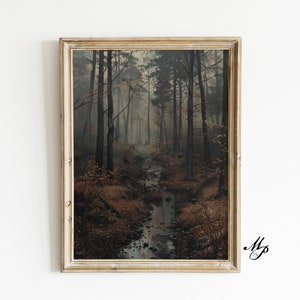Dunkler Herbstwald, Vintage Poster, Kunst Poster Druck, Dark Academia, Klassische Malerei, Witchy Ästhetik, Cottagecore, Goblincore