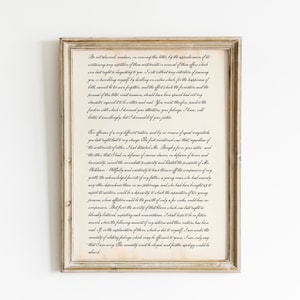 Carta del señor Darcy a Elizabeth - Orgullo y prejuicio - Póster de Jane Austen - Arte mural de Jane Austen - Regalo para amantes de Jane Austen - Hecho a mano