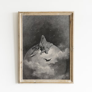 The Raven - Gustave Dore Print -  Moody Print - Gothic Wall Art - Dark Art Print  - Stoic Art - Dark Academia Poster