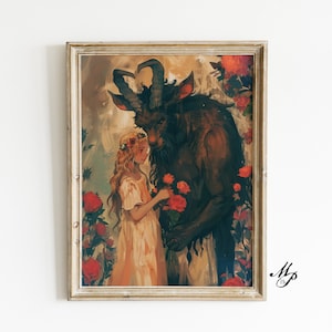 Baphomet and Witch Art Print - Dark Academia Poster, Gothic Witchcraft, Witchy Occult Folklore, Macabre Pagan Wall Decor, Occult Art