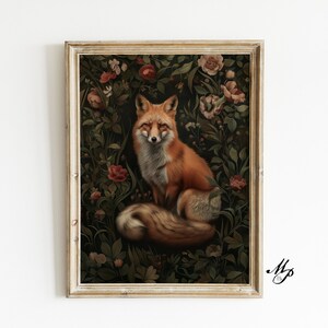 William Morris inspirierte Fuchs Kunstdruck, Fuchs Druck Poster Natur Wohnzimmer Kunst, Wald Wand Kunst, Küche Kunst, große Wand Kunst Leinwand digitale Kunst