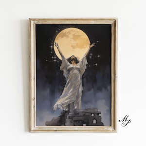 Luna Anbetung Druck - Vintage Kunst - Dunkle Kunst - Okkultes Poster - Gothic Wohnkultur - Hexerei - Hexe Druck - Wicca Kunst