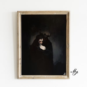 Lilith And Her Lover Art Print - Dark Academia Poster, Gothic Witchcraft, Witchy Occult Folklore, Macabre Pagan Wall Decor, Occult Art