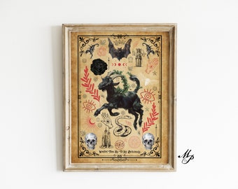 Black Phillip Art Print: Gothic Pagan Occult Decor (Digital Download)