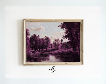 Surreal Landscape Art Print: Moody Vintage Oil Painting (Digital Download)
