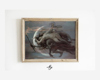 Impresión de la diosa Hécate, arte gótico ocultista vintage (descarga digital)