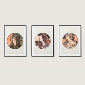 Alphonse Mucha Print Bundle - Art Nouveau Poster - Alphonse Mucha Print - Mucha Wall Art - Mucha Digital Print - Living Room Prints