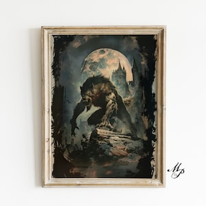 Werwolf Kunst - Vintage Druck - Viktorianischer Werwolf - Dunkle Kunst - Okkultes Poster - Gothic Wohnkultur - Hexerei - Wicca Kunst -Wolfsmann