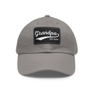 Custom Grandpa Est Hat,  Personalized Hat, Custom Established Year, Custom Grandfather Hat with Leather Patch (Rectangle)