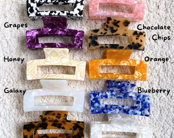 Hair Claw Clips 10 cm Thick Hair Clip Large Hair Clip Durable Clip Gift for Her Hair Accessories Bun Clip Matte Hair Clip Rectangle Acetate