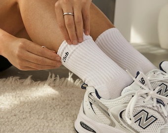 Organic Cotton Crew Socks Mid-Rise | Eco-Friendly Women’s Socks with Embroidery | Certified Sustainable Soft Everyday Socks
