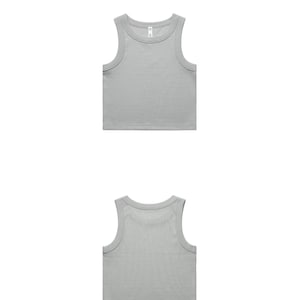 May include: Two gray-green tank tops, one front view and one back view, are displayed on a white background. The text "Gray-Green Gris-vert" is at the top. The brand name "The Naked Club" is at the bottom.
