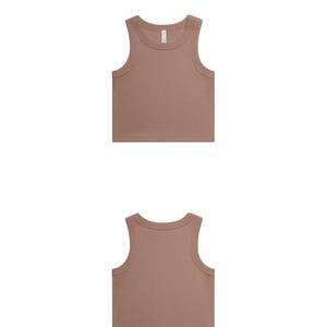 May include: Two sleeveless tank tops in a muted pink-brown color, one displayed front and the other back. The text "Pink Rose" is above the tops, and "The Naked Club" is below. The tops have a rounded neckline and a racerback design.