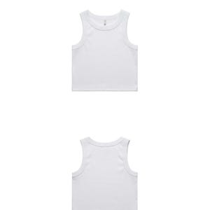 May include: Two white tank tops, one showing the front and the other the back. The text "White Blanc" is at the top, and "The Naked Club" is at the bottom. The tank tops have a classic, sleeveless design.