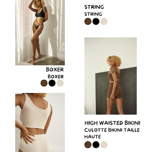 V-neck bra in black, front  and back of the bralette, brown, cream, women underwear - antibacterial, eco-friendly - hemp, organic cotton - natural underwear - The Naked Club