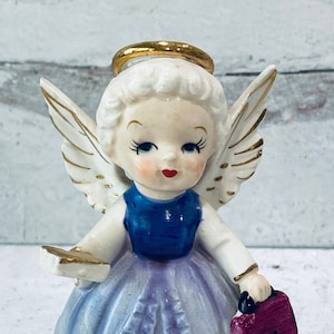 Vintage 1950's Fine A Quality September Birthday Angel, Handbag & Book, Porcelain Figure, Keepsake, Collectible.