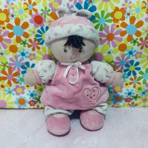 Vintage 2005 Fisher Price Pink Baby Girl Rattle Plush Doll, Keepsake, Collectible