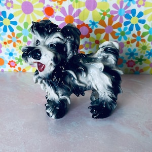 Vintage 1950&#39;s Spaghetti Italian Pottery Scottish Terrier Dog Figurine, Collectible, Keepsake