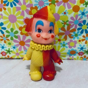 Vintage Sweet Little Girly Clown Rubber Squeak Toy, Taiwan, Collectible, Keepsake