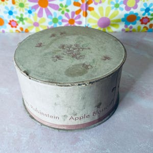 Vintage Helena Rubenstein-Apple Blossom Powder Box-Pink Powder Puff, Collectible, Keepsake
