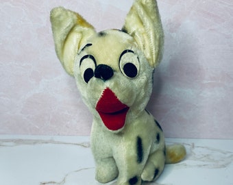 Vintage Japan Dalmatian Black Spotted Stuffed Plush Puppy Dog, Collectible, Keepsake