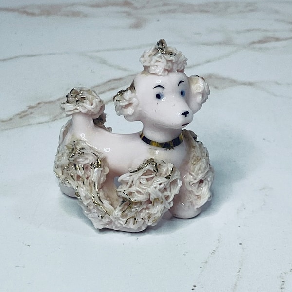 Vintage Pink Spaghetti Poodle Single Baby Replacement Porcelain Figurine, Collectible, Keepsake