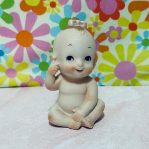 Vintage Porcelain Bisque Sweet Baby Girl Figurine , Keepsake, Collectible
