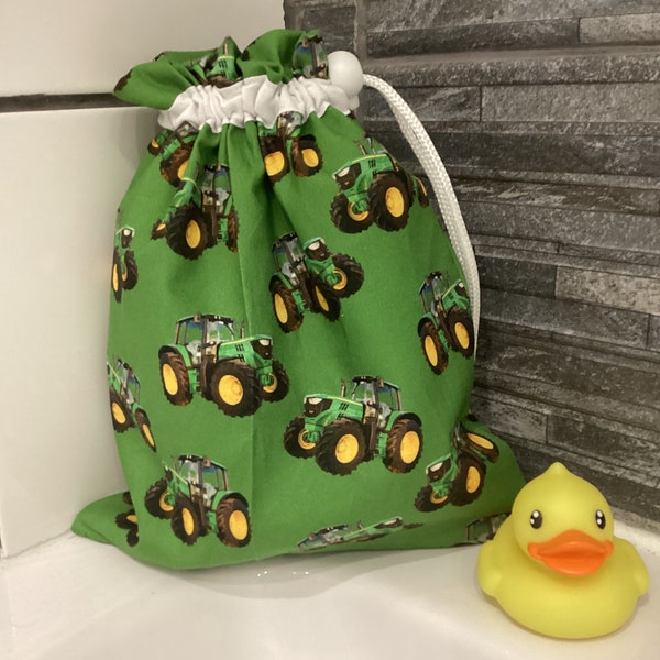 Waterproof tractor wash bag, John Deer green tractor, toiletry bag, toddler wash bag, boys wash bag, baby wet bag, travel bag, FAST DELIVERY