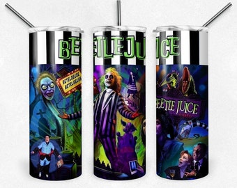 Bettlejuice Tumbler, Horror Tumbler, 20 oz Skinny Tumbler Sublimation Design, Digital Download PNG, 20oz Tumbler Design