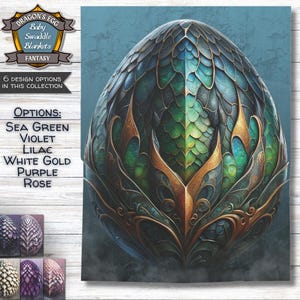 Dragon&#39;s Egg Baby Swaddle Blankets - Fantasy - Sea Green, Violet, Lilac, White Gold, Purple, Rose - 30&quot; x 40&quot; - Gifts for Mothers of Dragons