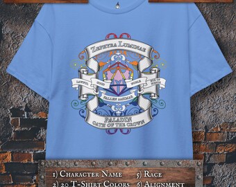 Personalized PALADIN Character Emblem T-Shirt | 12 Emblem and 20 Shirt Color Options | 240 Unique Combos | Custom DnD & Fantasy RPG Gifts
