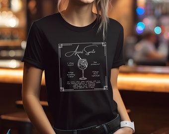 Cocktail Recipe Tshirt - Aperol Spritz - Great Gift for Bartenders, Servers and Cocktail Lovers