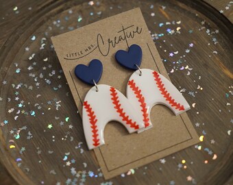 Baseball Love Dangle Earrings - Customizable