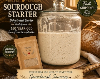 150 Year Old San Francisco Sourdough Starter | Dehydrated Starter with Recipes | Beginner Friendly Bread Baking Gift | Fast Shipping