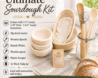 Ultimate Sourdough Starter Kit | 150 Year Old San Francisco Starter, Weck Jar, Bannetons